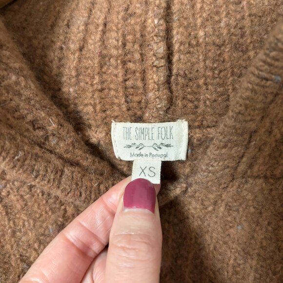 The Simple Folk Wool Maple Brown Knit Hoodie Sweater Womens XS Cabincore Scandi - Picture 5 of 15